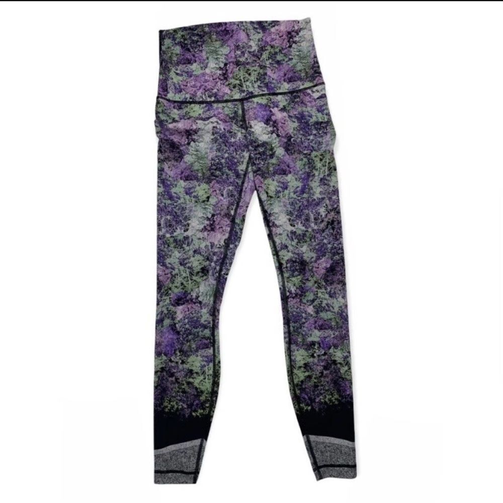 Lululemon Wunder Under Black Purple Vivid Vision Leggings Women’s Size 6 EUC